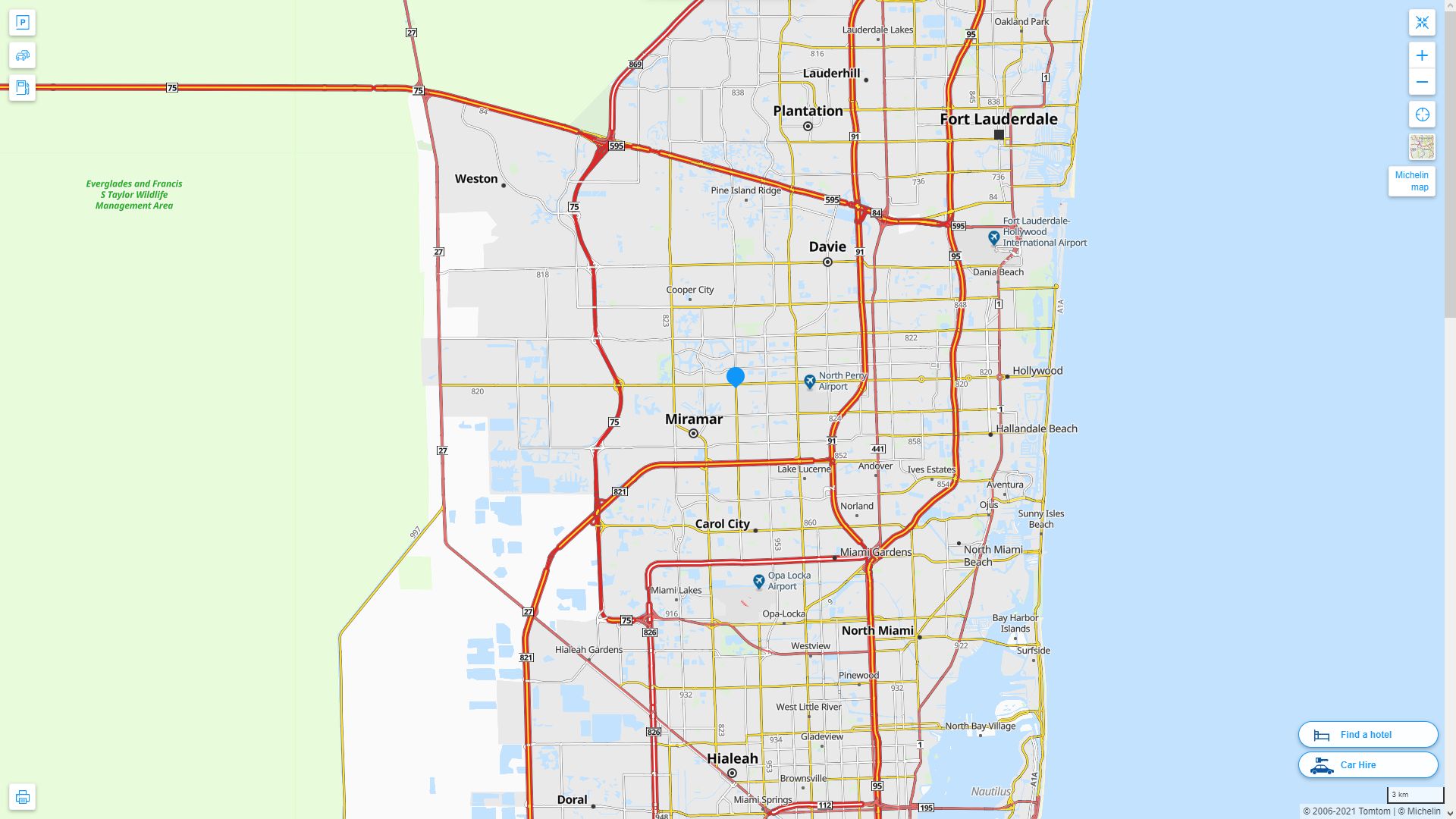 Pembroke Pines Florida Highway and Road Map